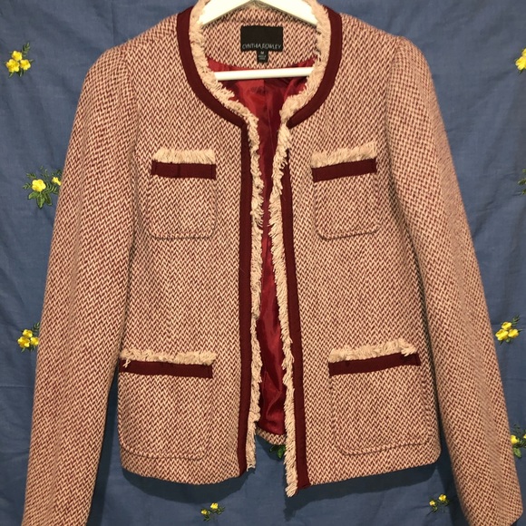 Cynthia Rowley Jackets & Blazers - Cynthia Rowley Maroon Fringe Chevron Blazer